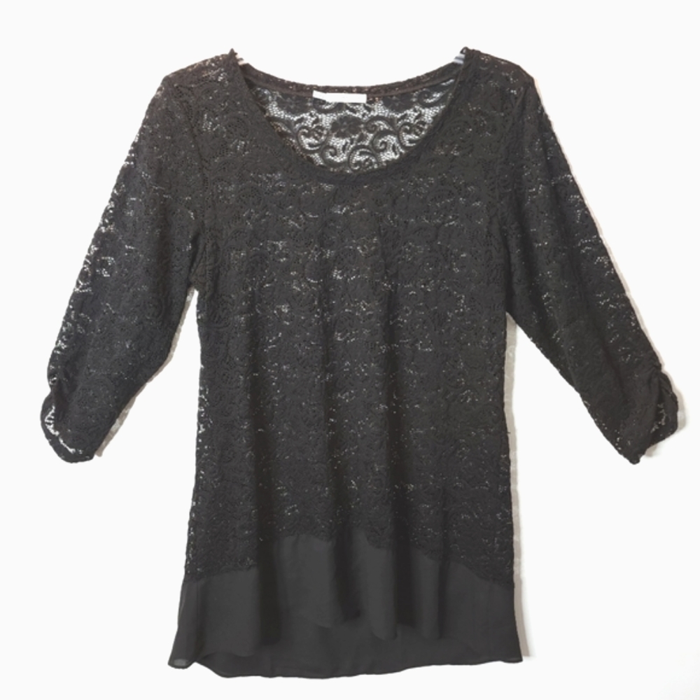 Maurices Women's Top Lace Black Tunic Coverup Size XL